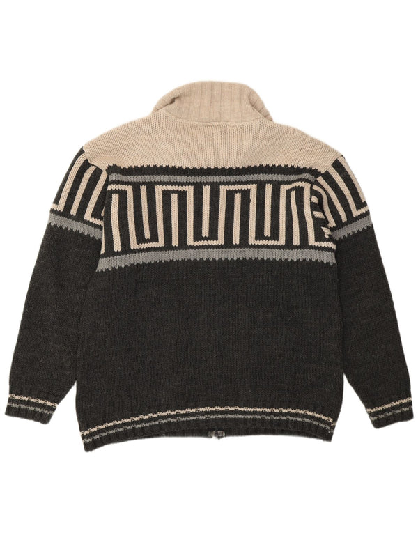 Maglione cardigan da uomo BOOM BAP grande acrilico geometrico grigio