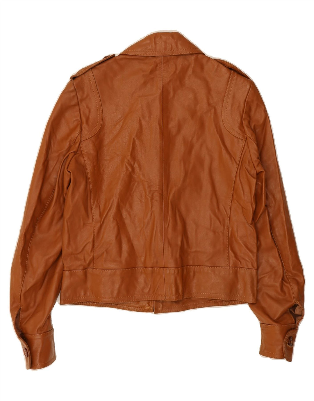 VINTAGE Womens Military Leather Jacket IT 46 Large Brown Vintage Vintage and Second-Hand Vintage from Messina Hembry 