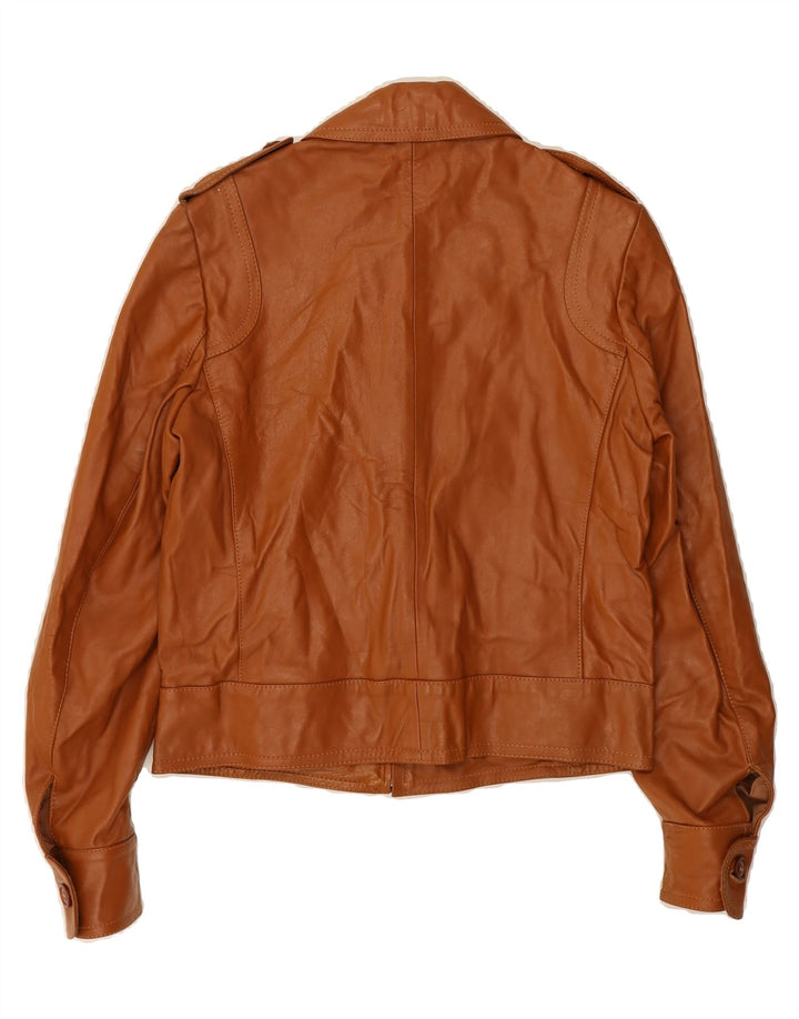 VINTAGE Womens Military Leather Jacket IT 46 Large Brown Vintage Vintage and Second-Hand Vintage from Messina Hembry 
