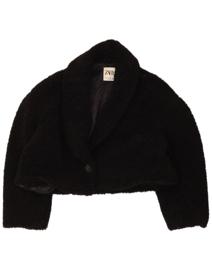 Giacca Bolero oversize da donna in pelliccia sintetica Zara UK 14 media nera