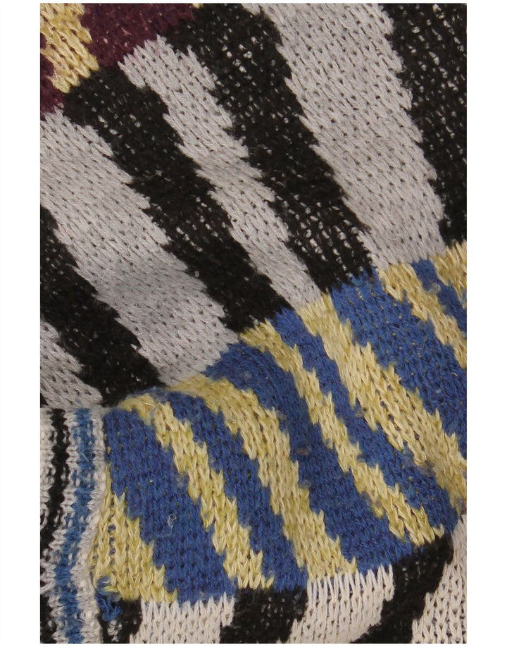 Maglione cardigan da uomo vintage a righe grandi multicolori