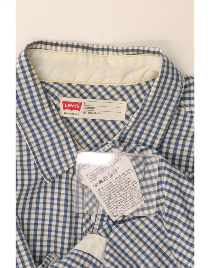 Camicia Levi's da uomo a maniche corte con vestibilità standard, grande in cotone a quadretti blu