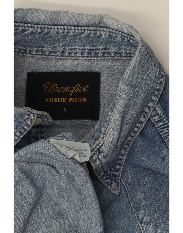 Camicia di jeans western da uomo Wrangler di grandi dimensioni in cotone blu