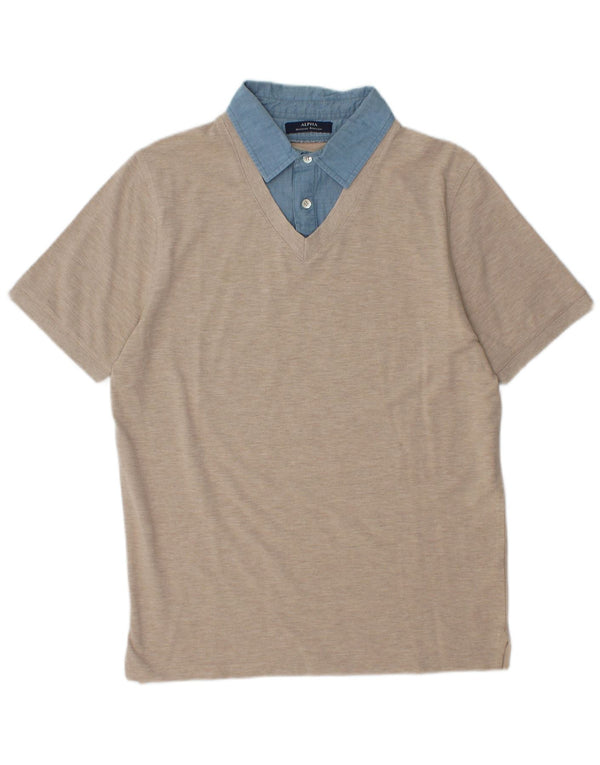 Polo da rugby da uomo Alpha Massimo Rebecchi IT 52 Large Beige Colourblock