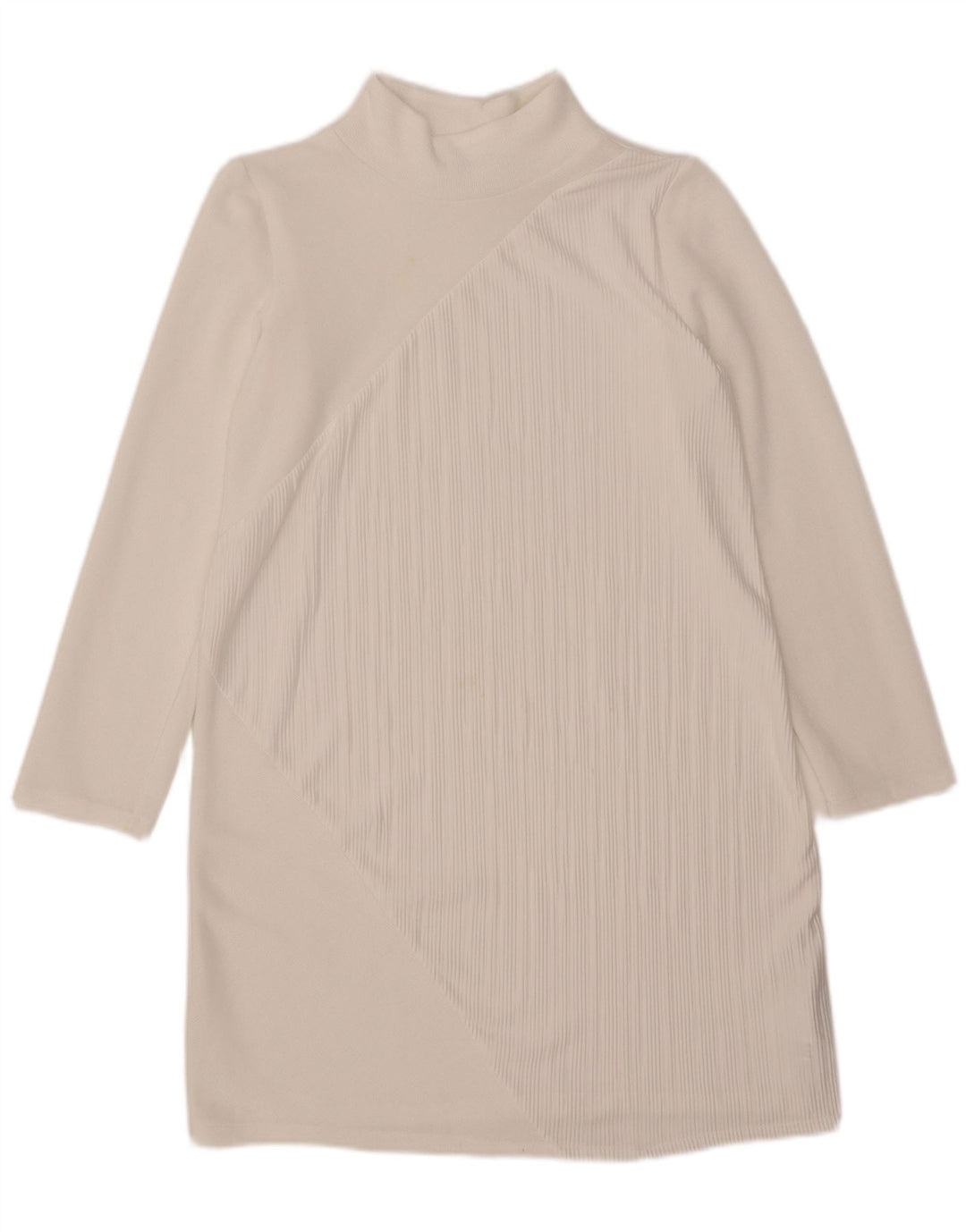 Abito a trapezio a maniche lunghe da donna Zara UK 14 Poliestere bianco medio