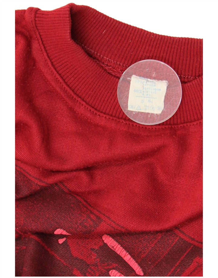 Felpa grafica da uomo vintage maglione XL cotone rosso