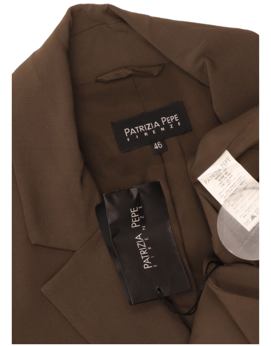 PATRIZIA PEPE Giacca Blazer da Donna a 2 Bottoni IT 46 Large Marrone Lana Vergine
