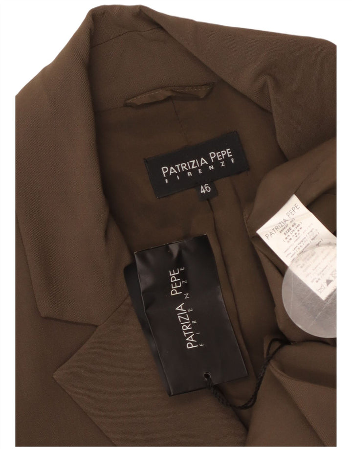 PATRIZIA PEPE Giacca Blazer da Donna a 2 Bottoni IT 46 Large Marrone Lana Vergine