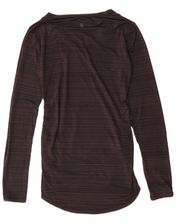 T-shirt da donna EDDIE BAUER UK 10 poliestere a righe piccole grigie