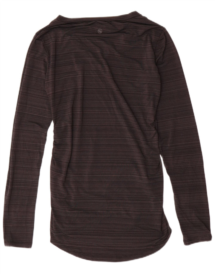 T-shirt da donna EDDIE BAUER UK 10 poliestere a righe piccole grigie