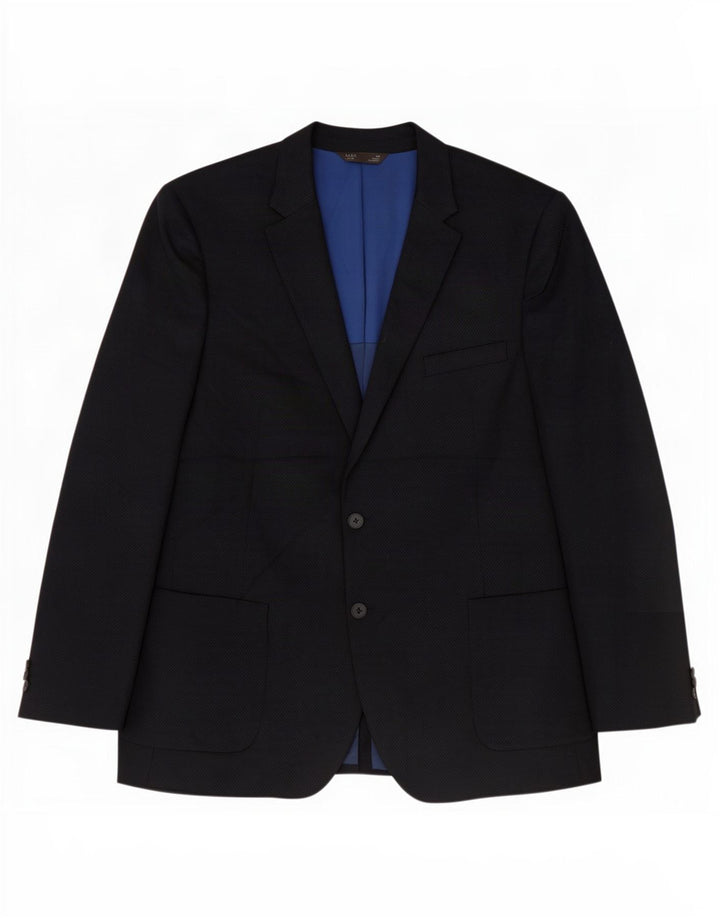 Giacca blazer a 2 bottoni Marks & Spencer da uomo UK 48 2XL poliestere blu navy