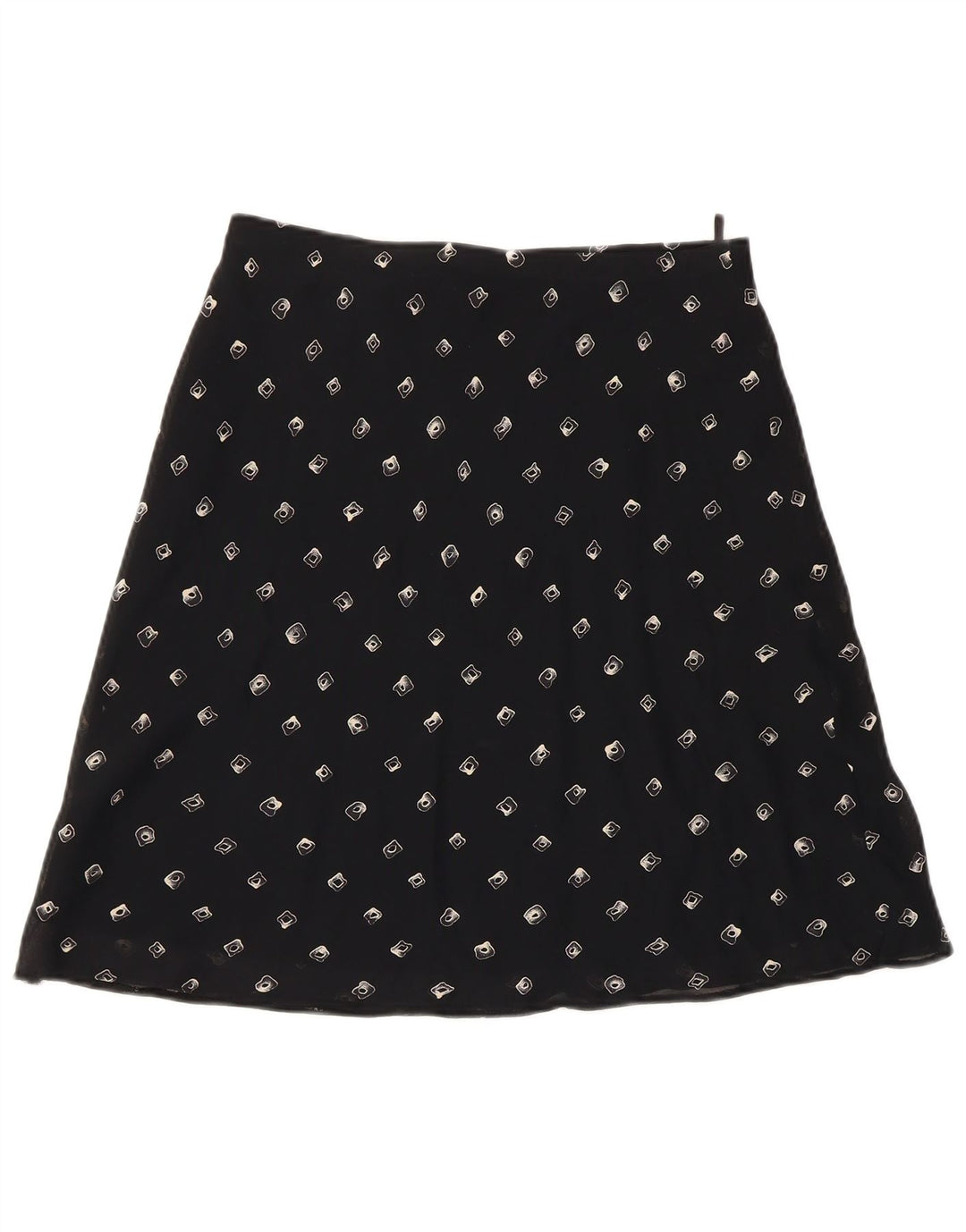 Gonna a trapezio da donna vintage W28 media nera geometrica