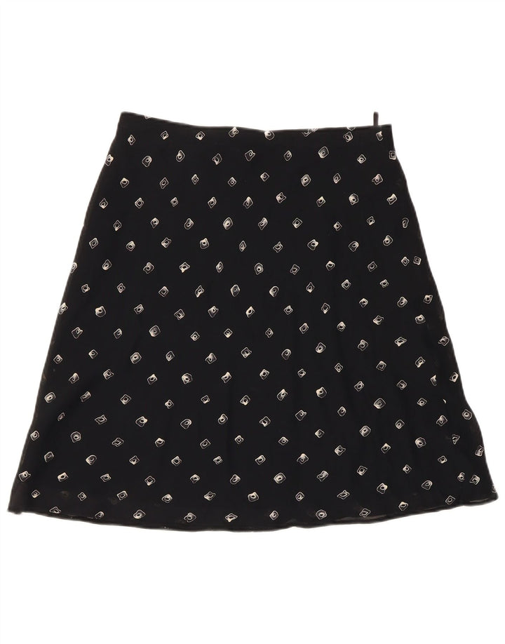 Gonna a trapezio da donna vintage W28 media nera geometrica