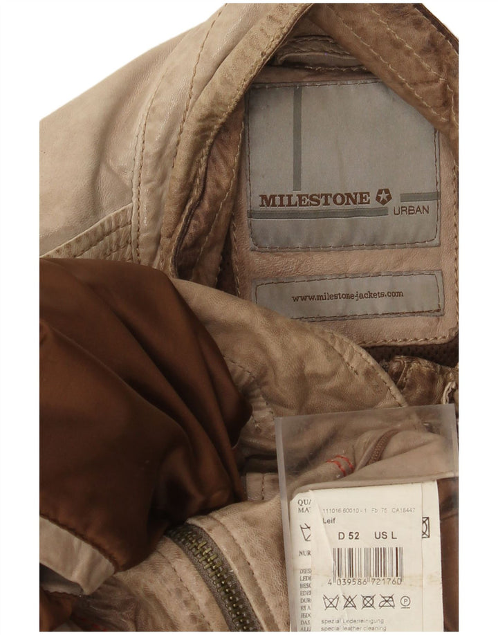 Giacca in pelle da uomo Milestone grande in pelle beige