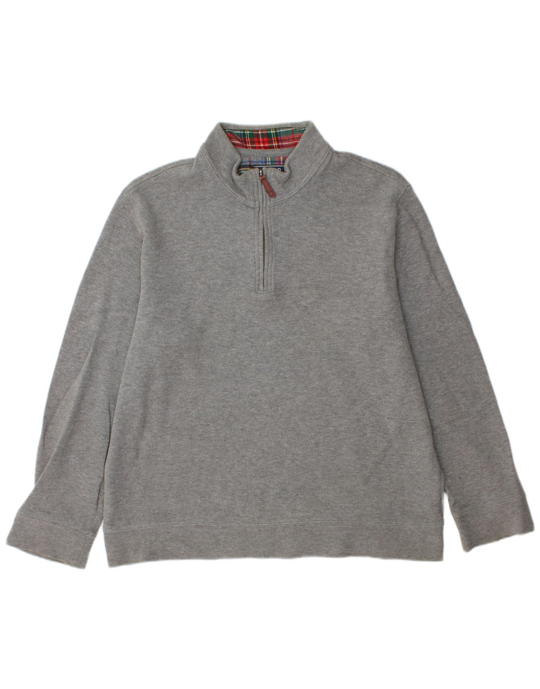 Maglione da uomo con collo con zip Lands End, grande cotone grigio