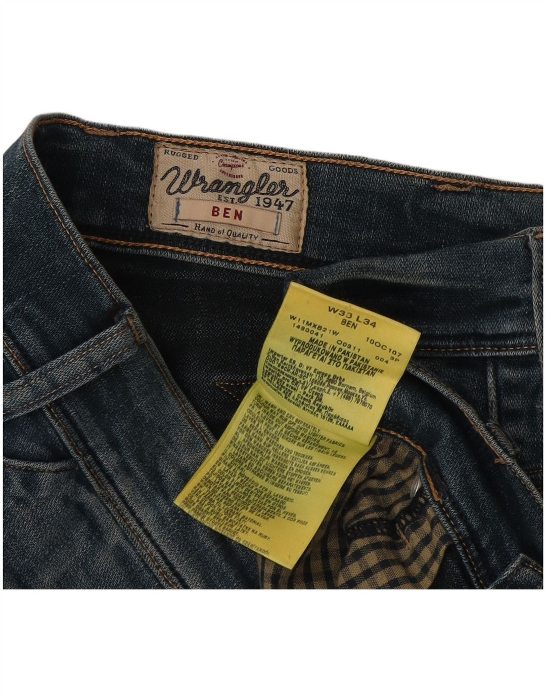 Wrangler Uomo Ben Slim Jeans W38 L34 Cotone Blu