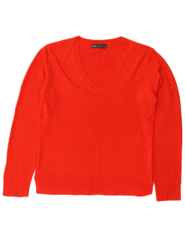 Maglione da donna con scollo a V Marks & Spencer UK 10 piccolo acrilico rosso