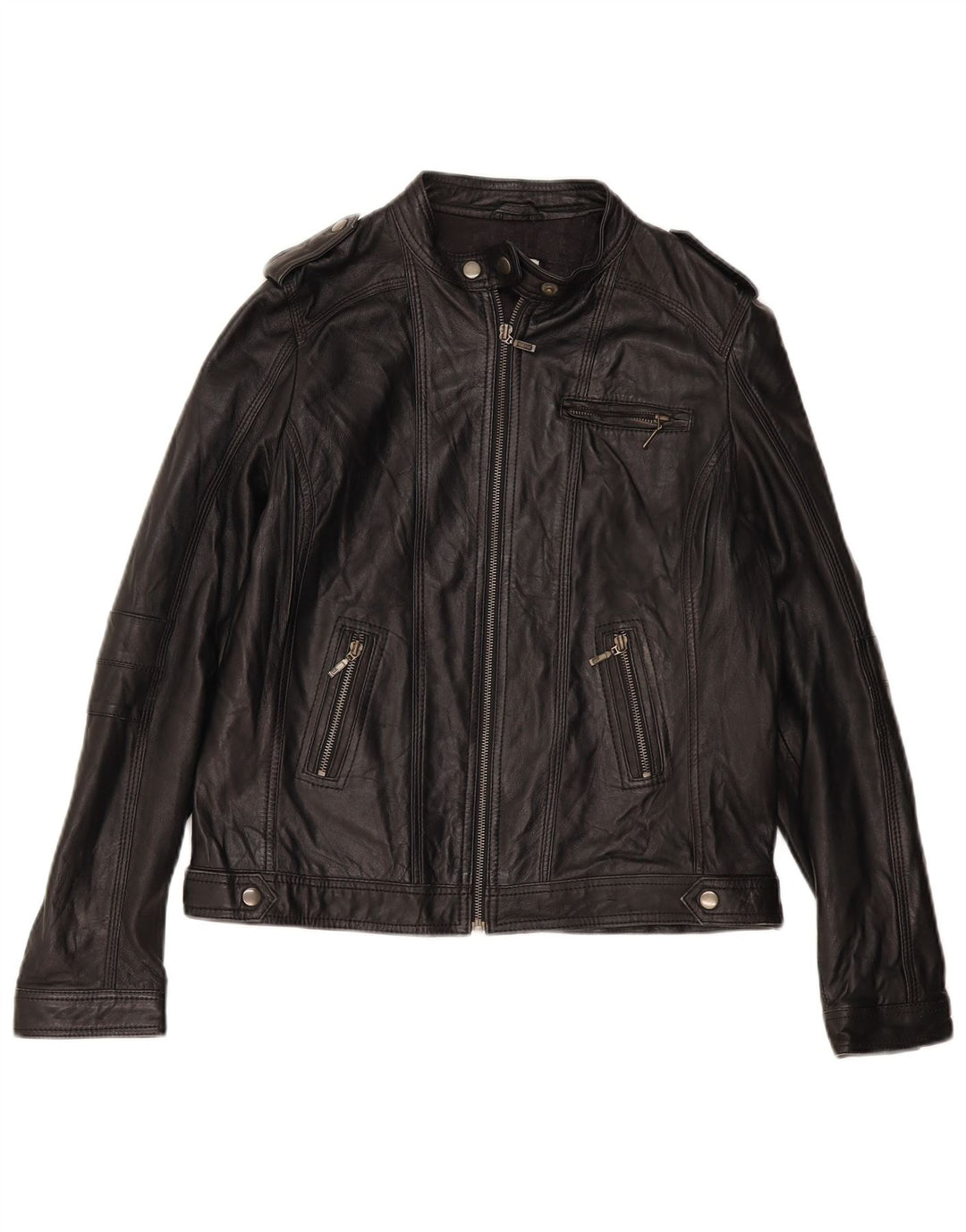 Giacca da corsa basic in pelle da donna PIMKIE UK 16 grande in pelle nera