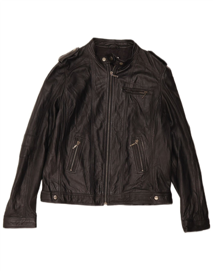 Giacca da corsa basic in pelle da donna PIMKIE UK 16 grande in pelle nera