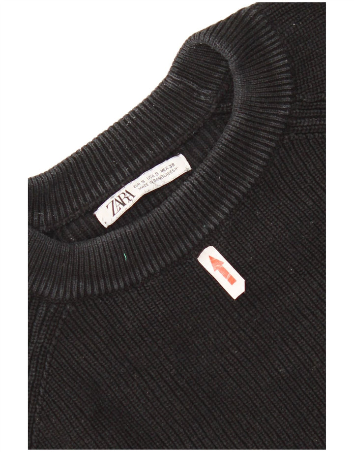 Maglione girocollo da uomo Zara piccolo in cotone nero