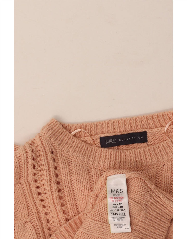 MARKS & SPENCER Maglione girocollo da donna UK 12 Cotone rosa medio
