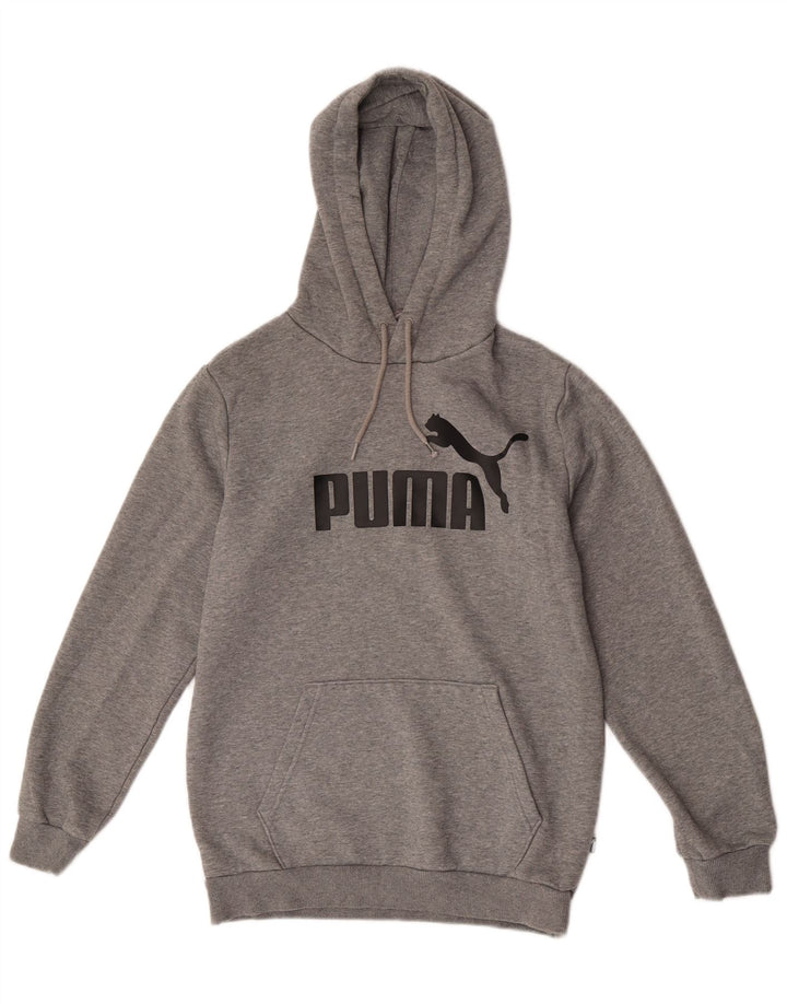 Felpa con cappuccio grafica da uomo Puma piccola in cotone grigio
