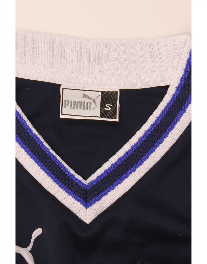 Puma T-shirt grafica da uomo Top Small Blu navy Colourblock in poliestere