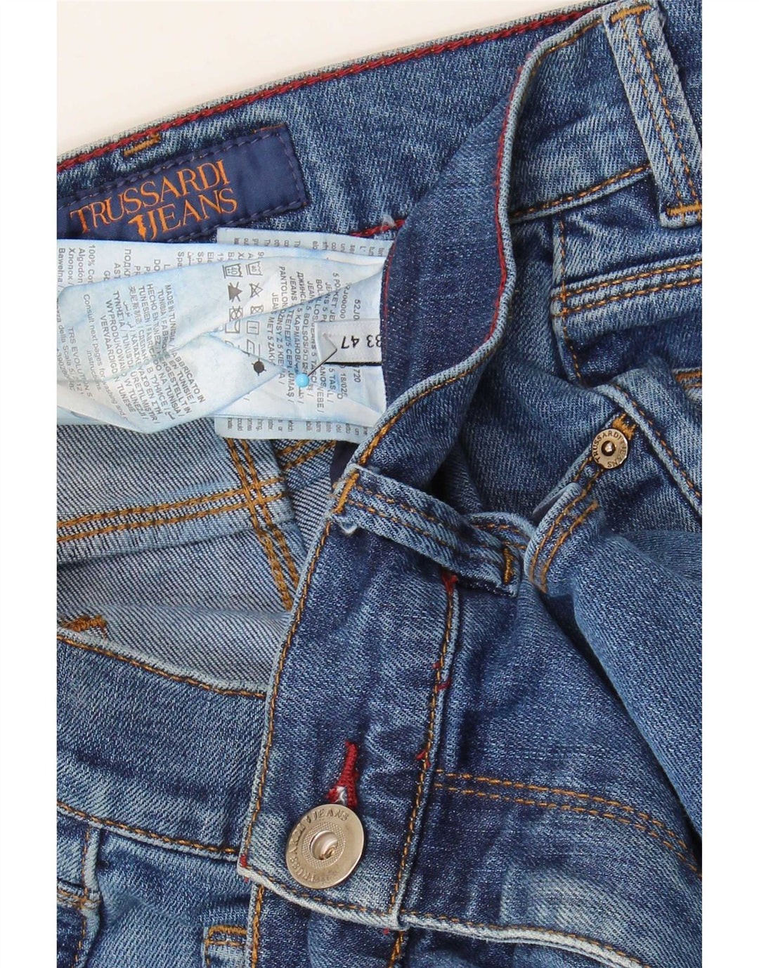 Jeans Slim Uomo Trussardi W33 L30 Blu Cotone