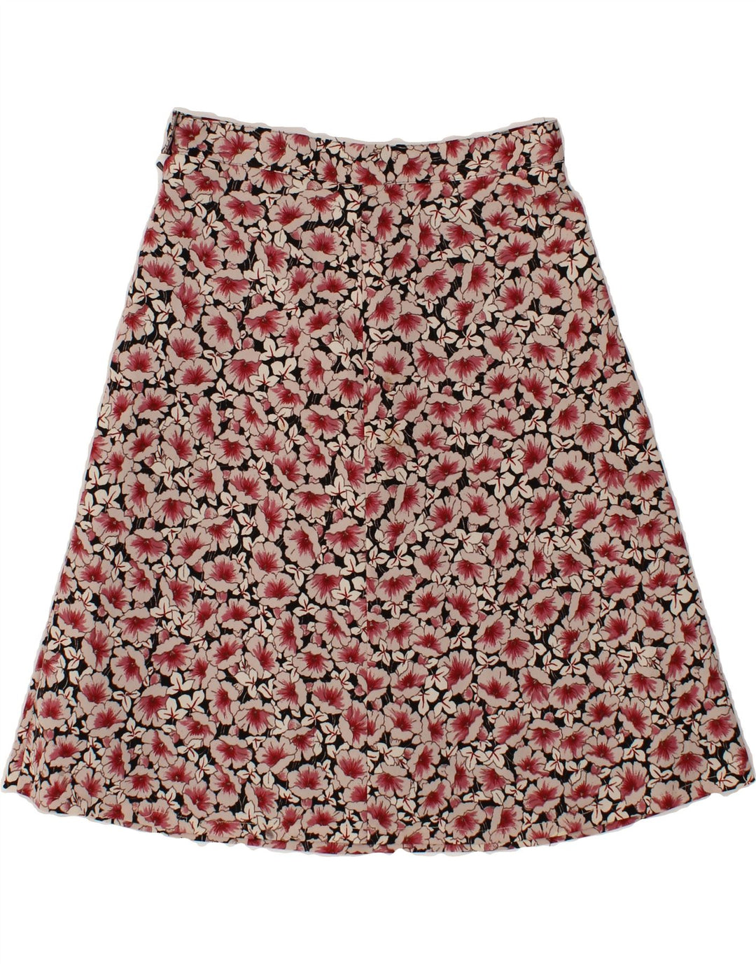 VINTAGE Womens A-Line Skirt W30 Medium Pink Floral Polyester Vintage Vintage and Second-Hand Vintage from Messina Hembry 