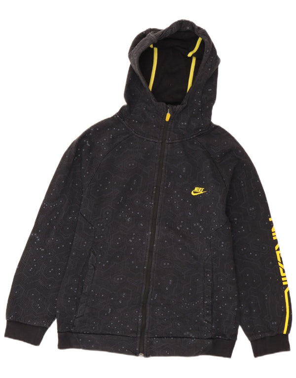 Felpa con cappuccio e zip grafica Nike da ragazzo, 12-13 anni, grande, grigio geometrico