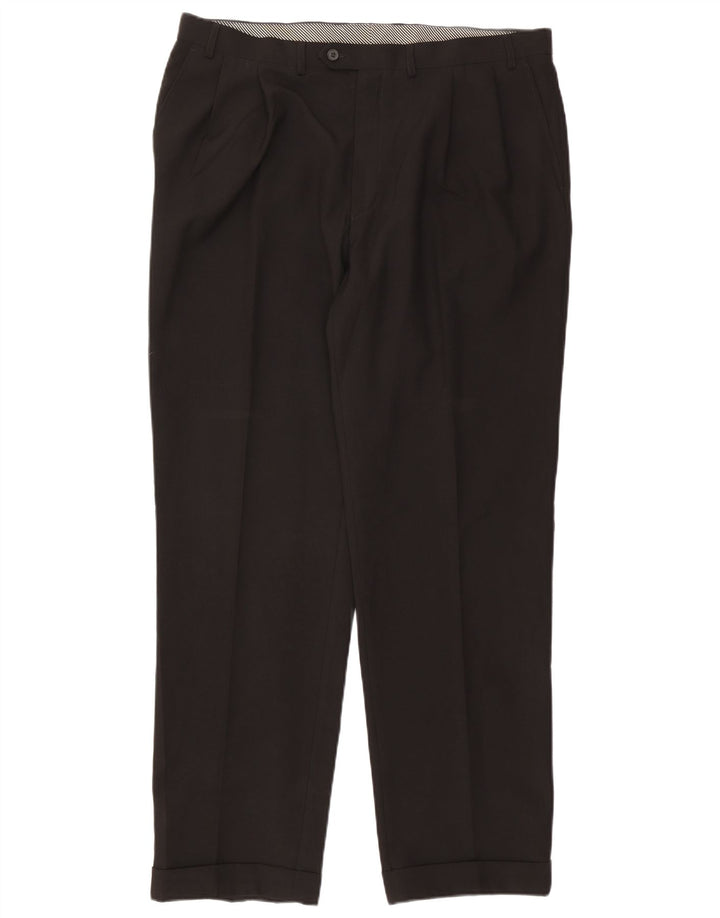 Pantaloni da abito con pegging da uomo Marks & Spencer W40 L33 poliestere nero