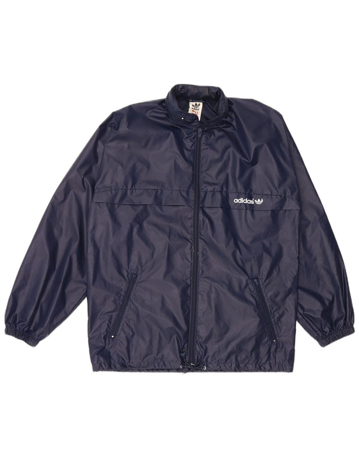 ADIDAS Boys Hooded Windbreaker Jacket 15-16 Years Navy Blue Polyamide