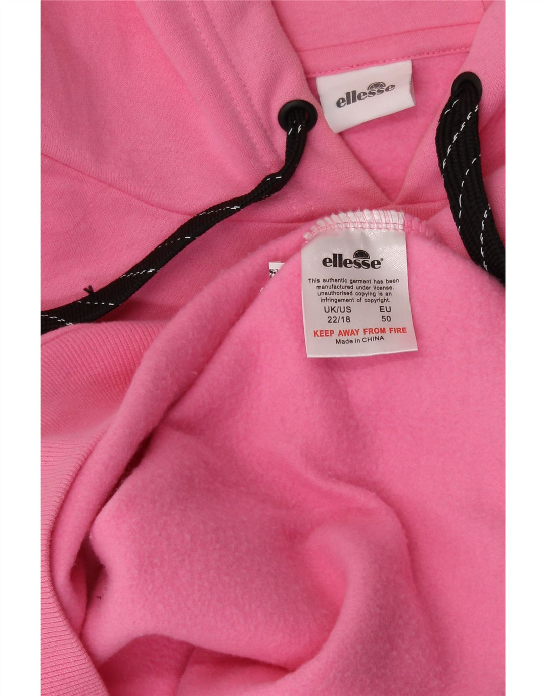 ELLESSE Maglione con cappuccio oversize con grafica da donna UK 22 3XL Cotone rosa