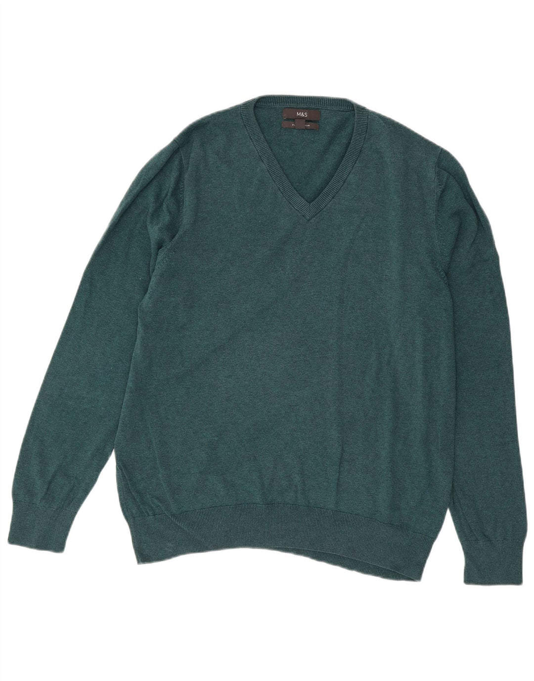 Maglione maglione con scollo a V da uomo Marks & Spencer grande cotone blu
