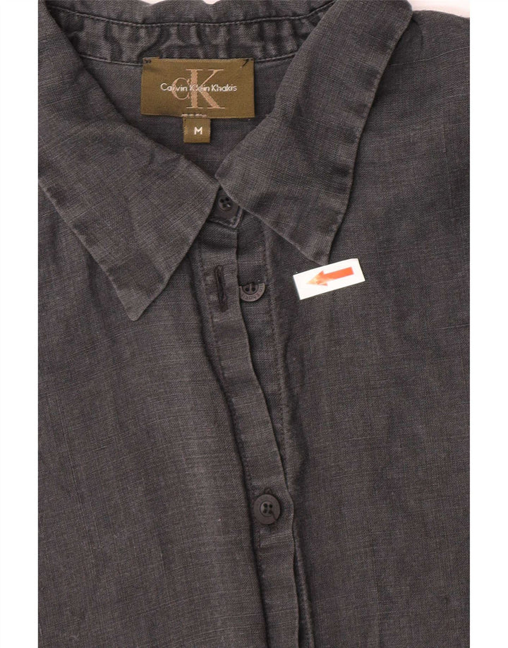 Camicia kaki da donna Calvin Klein UK 12 Lino grigio medio