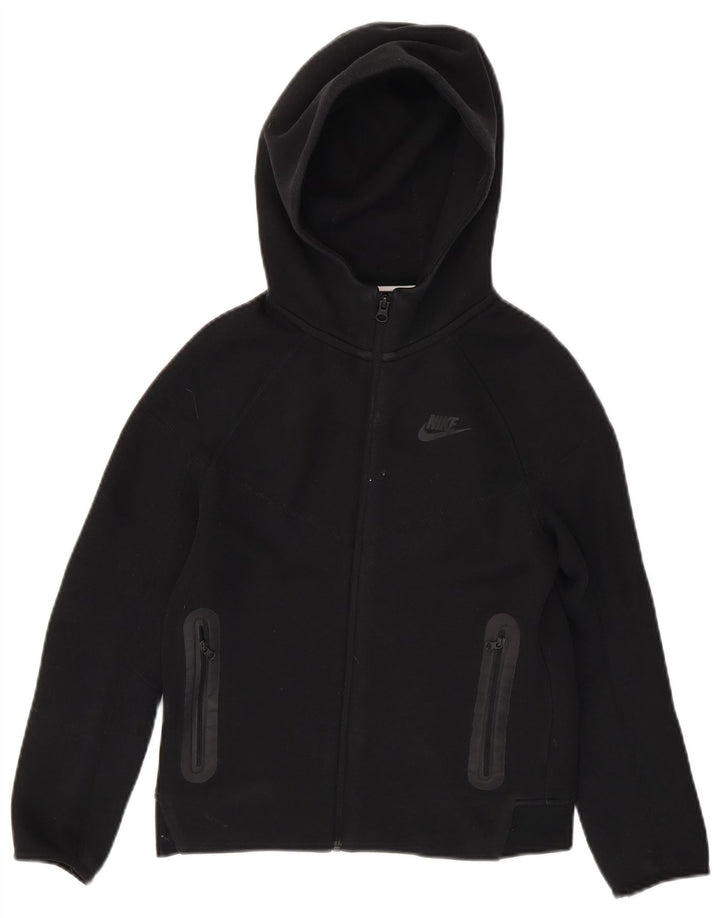 Felpa con cappuccio e zip Nike per ragazzi, 10-11 anni, cotone nero medio