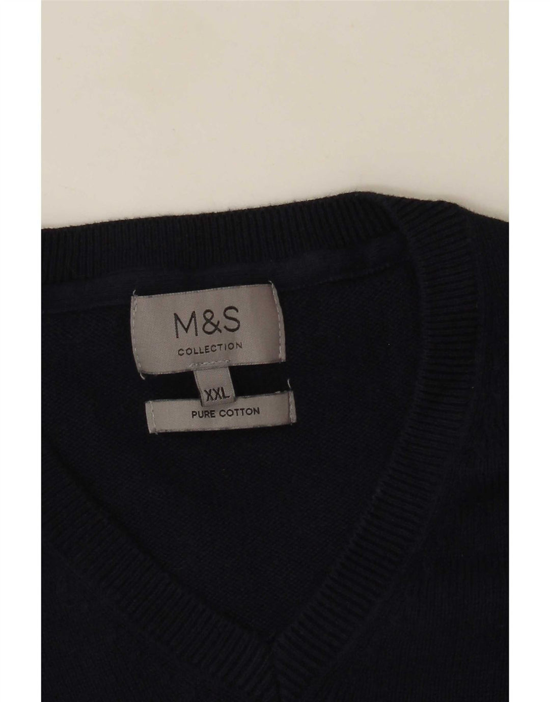 Maglione maglione con scollo a V da uomo Marks & Spencer 2XL cotone blu navy