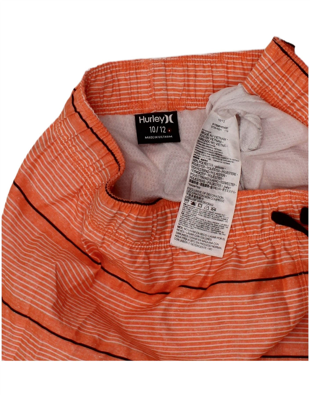 Pantaloncini da bagno per bambino HURLEY 10-11 anni in poliestere a righe arancioni