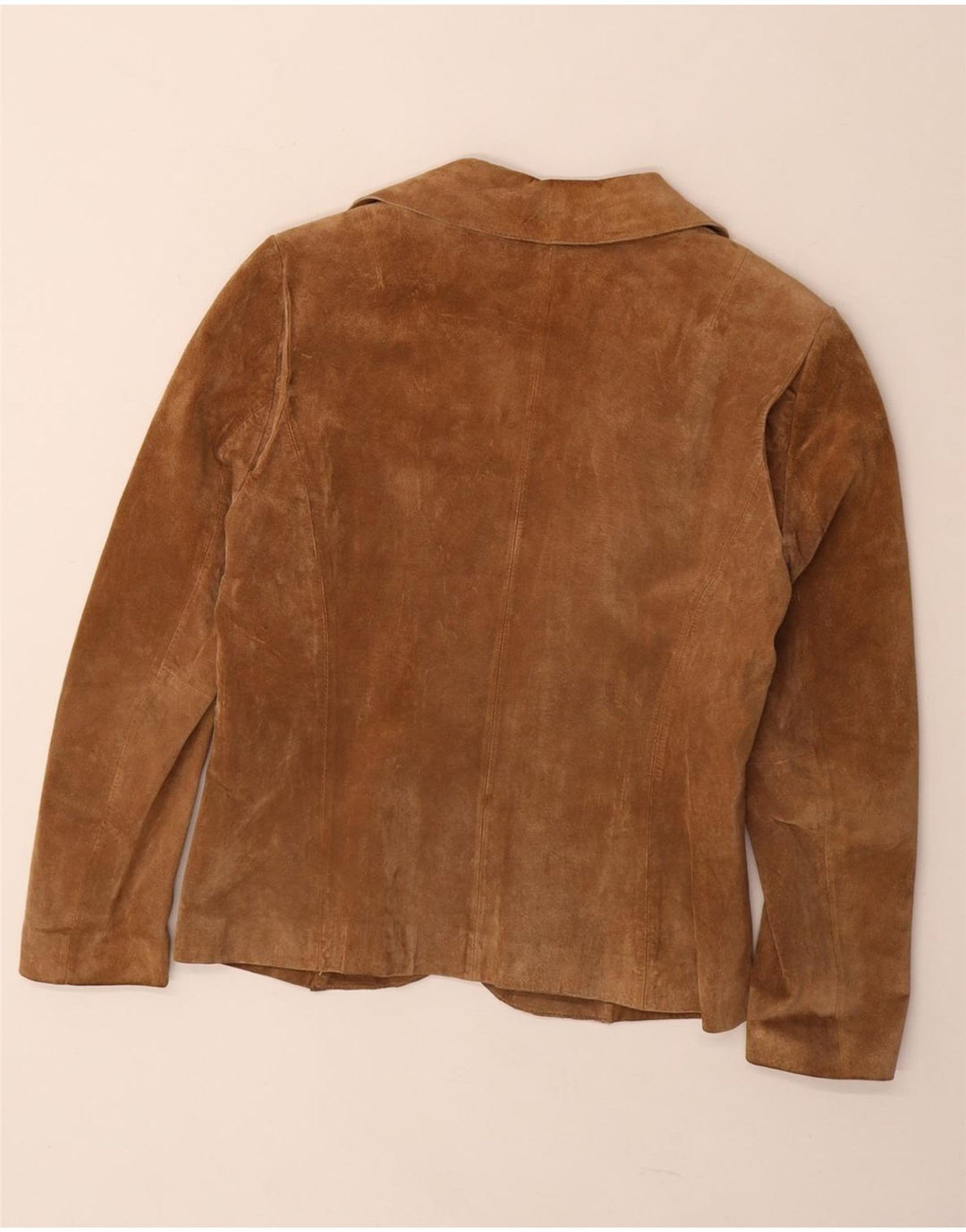 Giacca blazer in pelle scamosciata da donna a 5 bottoni Cortefiel UK 14 in pelle marrone medio