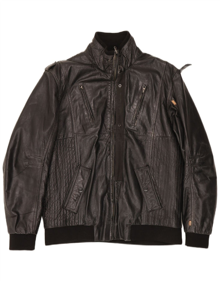 Giacca in pelle vintage da uomo UK 42 XL in pelle nera