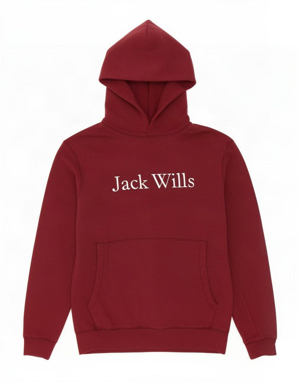 Maglione con cappuccio grafico da uomo Jack Wills XS in cotone bordeaux