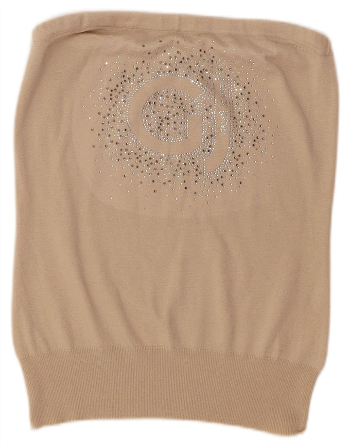 Top senza spalline grafico da donna Gaudi UK 14 Large Beige Poliestere