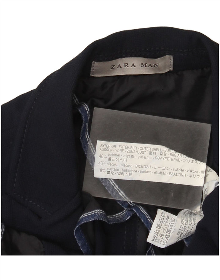 Giacca blazer da uomo a 2 bottoni Zara UK 36 piccola in poliestere blu navy