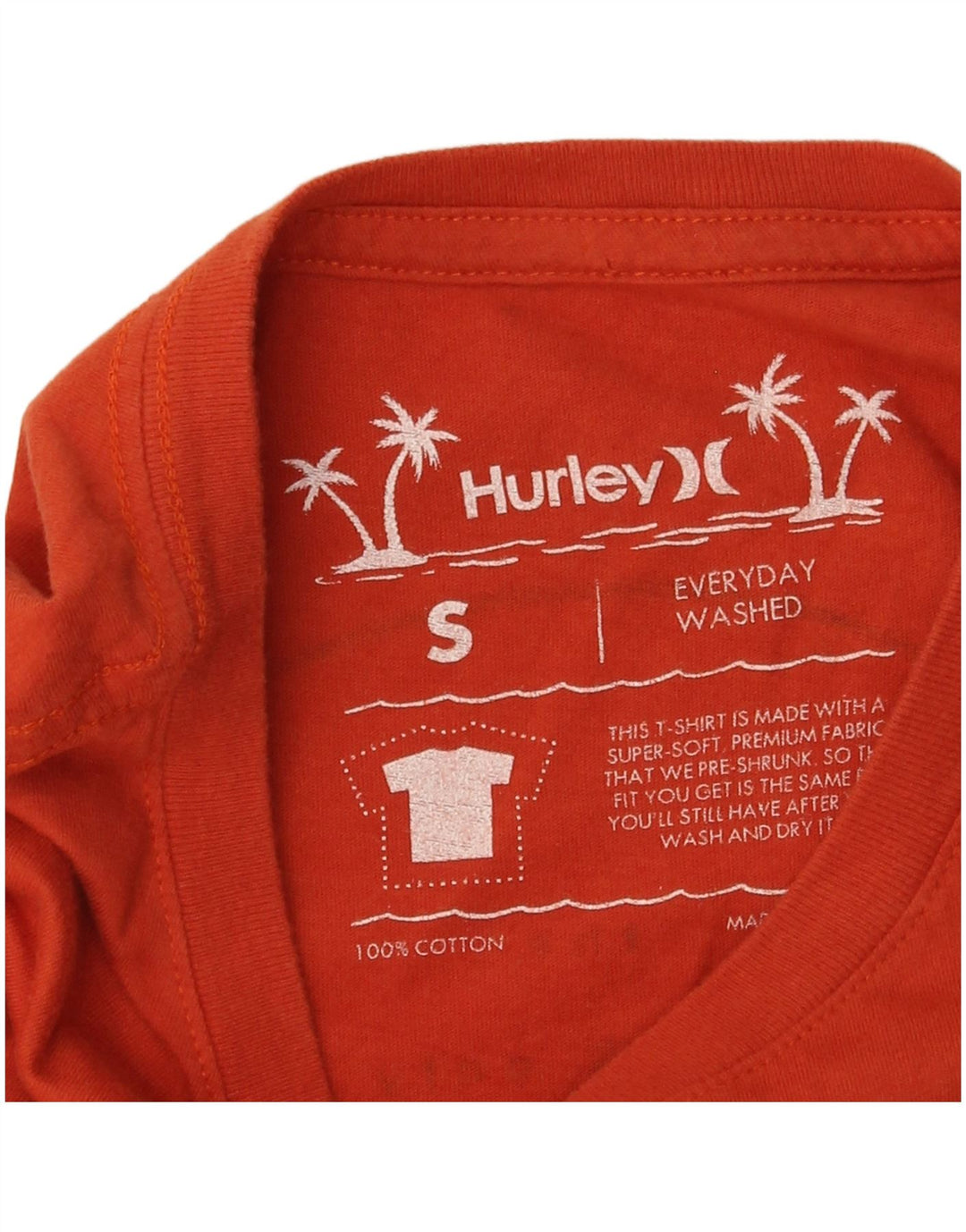 T-shirt grafica da uomo HURLEY piccola in cotone arancione
