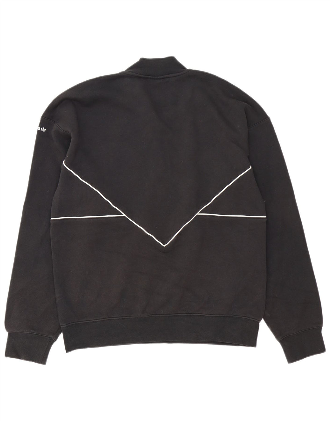 Felpa Adidas da uomo con zip e collo, maglione, cotone nero medio