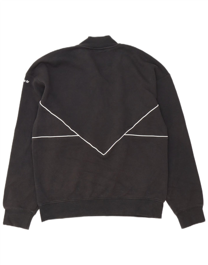 Felpa Adidas da uomo con zip e collo, maglione, cotone nero medio