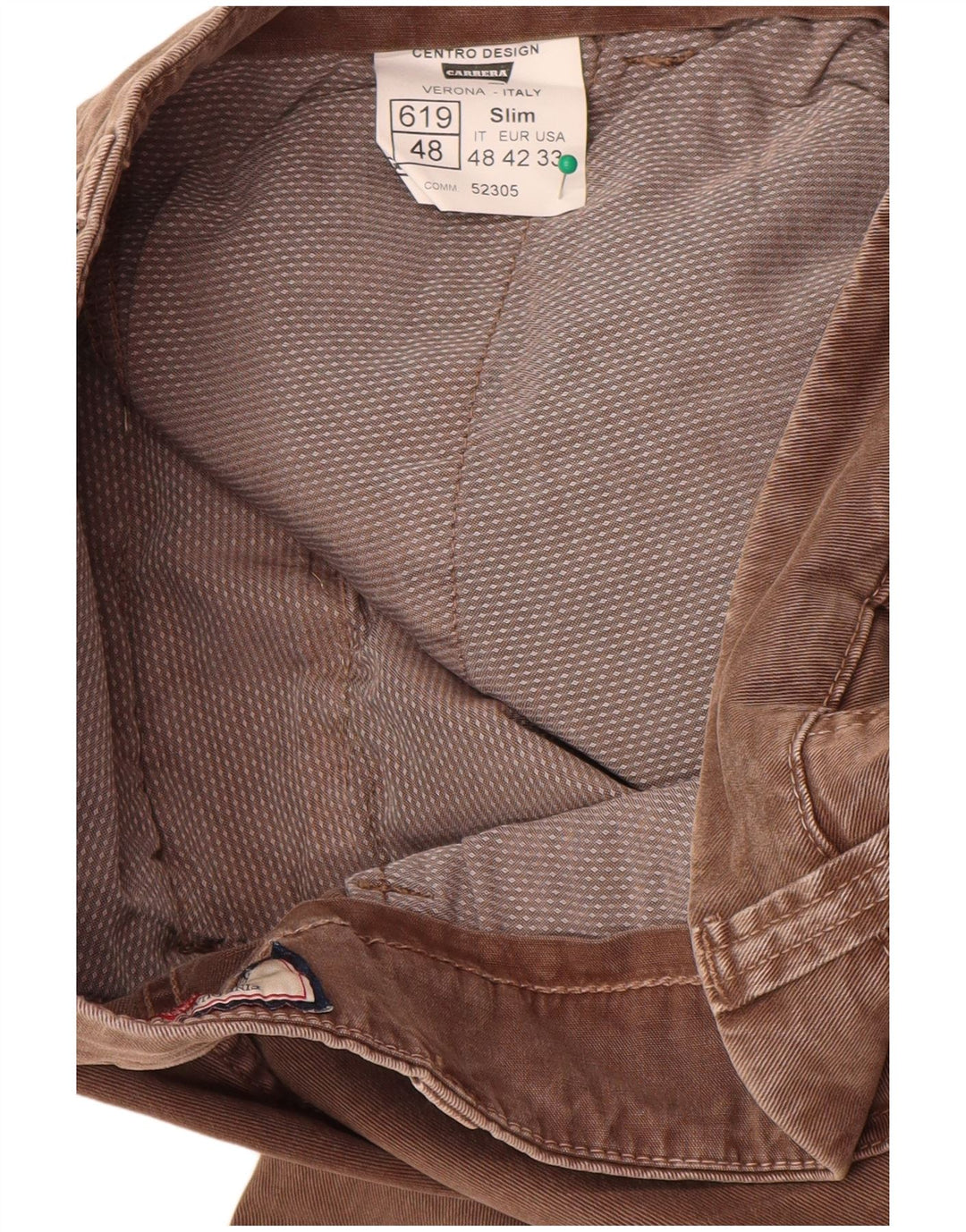 Pantaloni cargo slim da uomo Carrera IT 48 Medium W33 L32 Cotone marrone