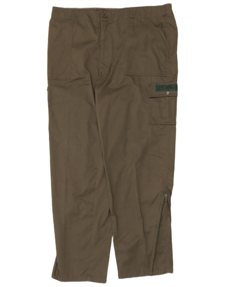 Pantaloni cargo dritti da uomo vintage IT 58 4XL W40 L31 Poliestere kaki