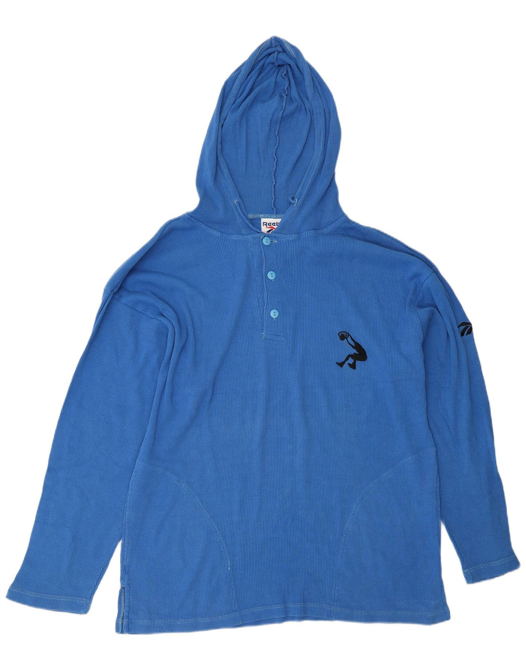 Maglia Reebok da uomo con cappuccio a maniche lunghe in cotone blu medio