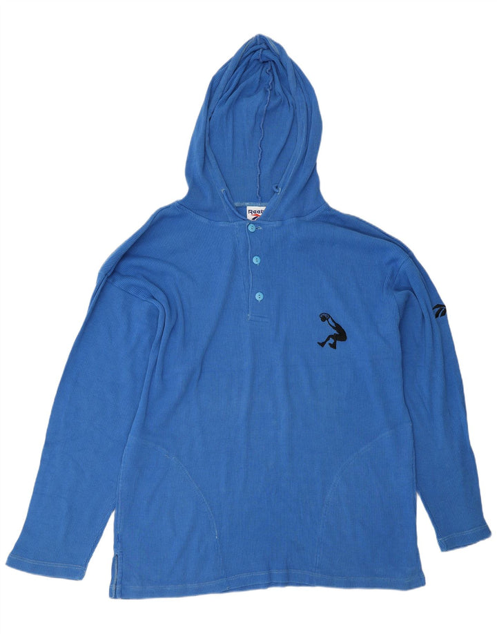 Maglia Reebok da uomo con cappuccio a maniche lunghe in cotone blu medio